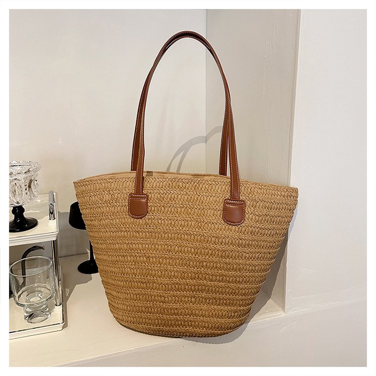 Straw Bag One Size2025Summer Straw Women's Bag Zipper Woven Tote Bag