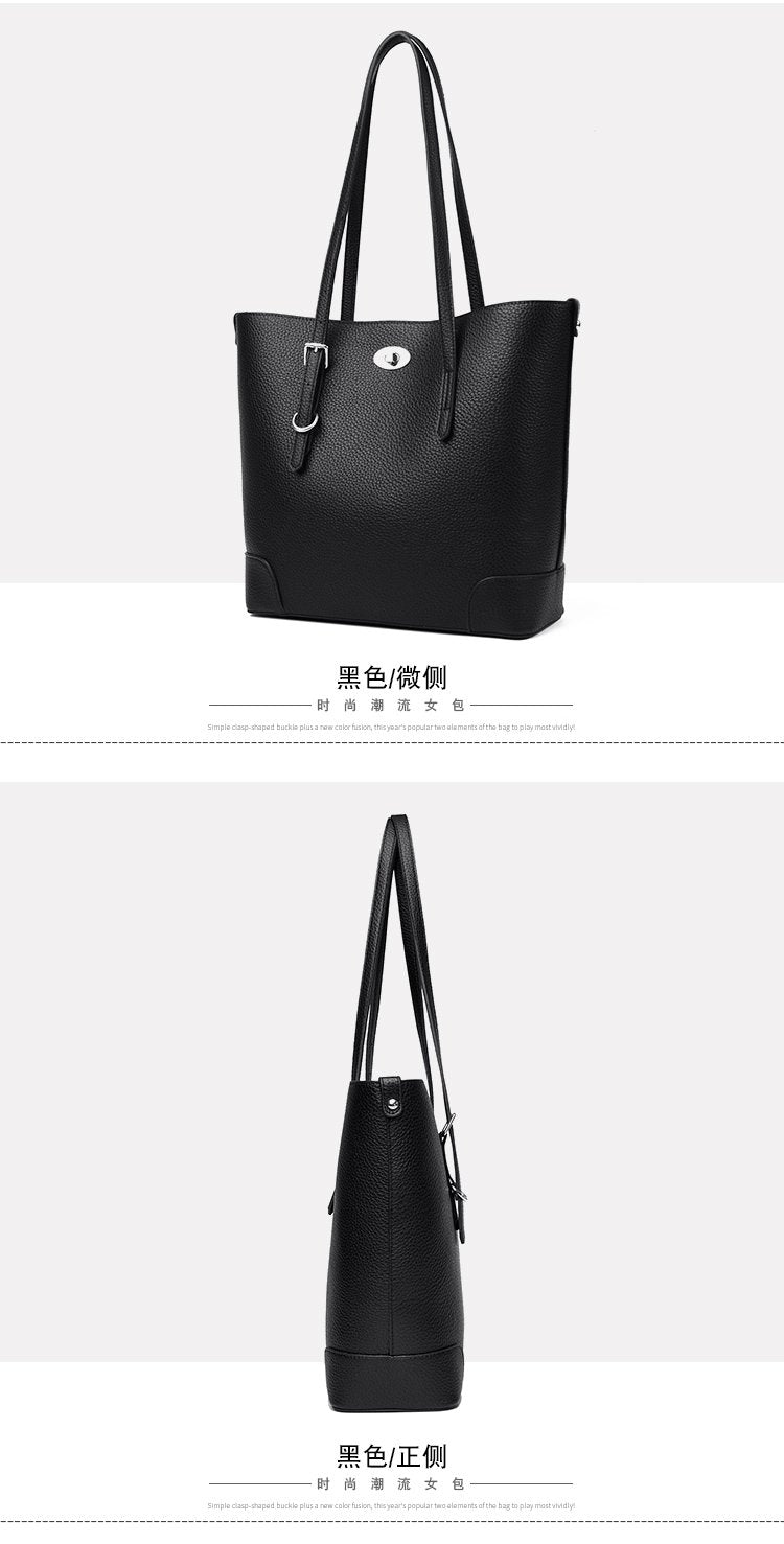 Average Size PU Zipper Shoulder Bag Women's Bag2025Autumn Tote Bag
