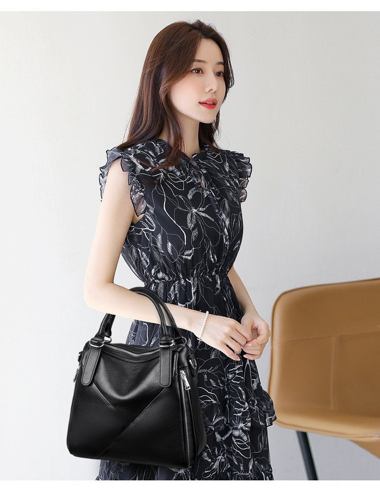 Women's bag three-way bag single shoulder crossbody handbag2025One-size-fits-all for summer PU Sewing Thread Zipper
