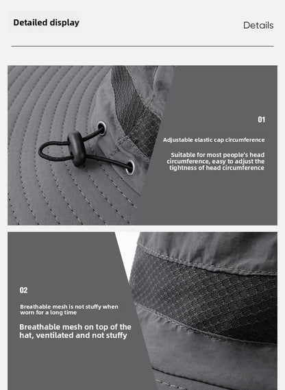 Solar Fan Hat for Men, Summer Outdoor Hiking Sunshade Hat with Fan, Sun Protection Hat, Fishing Fisherman Hat