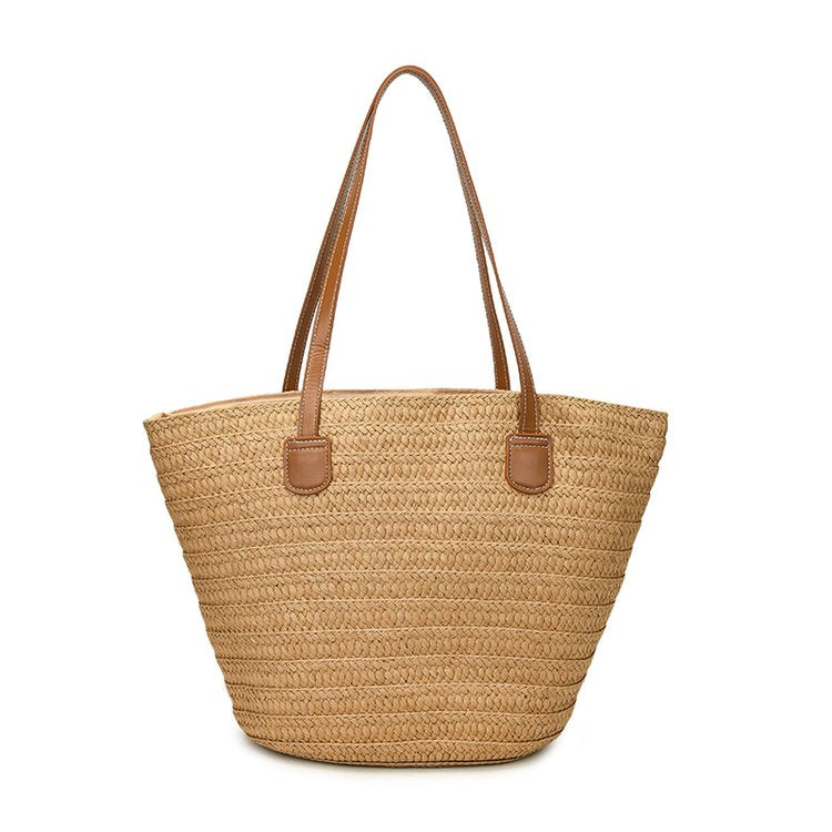 Straw Bag One Size2025Summer Straw Women's Bag Zipper Woven Tote Bag