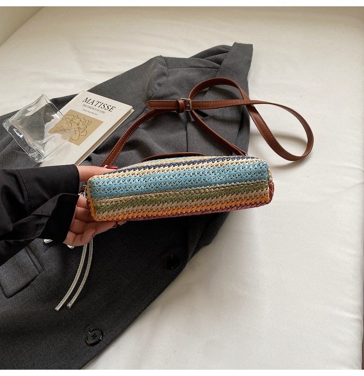 Magnetic Buckle Single Shoulder Crossbody Bag Without Accessories Mixed Material Women's Bag2025Autumn