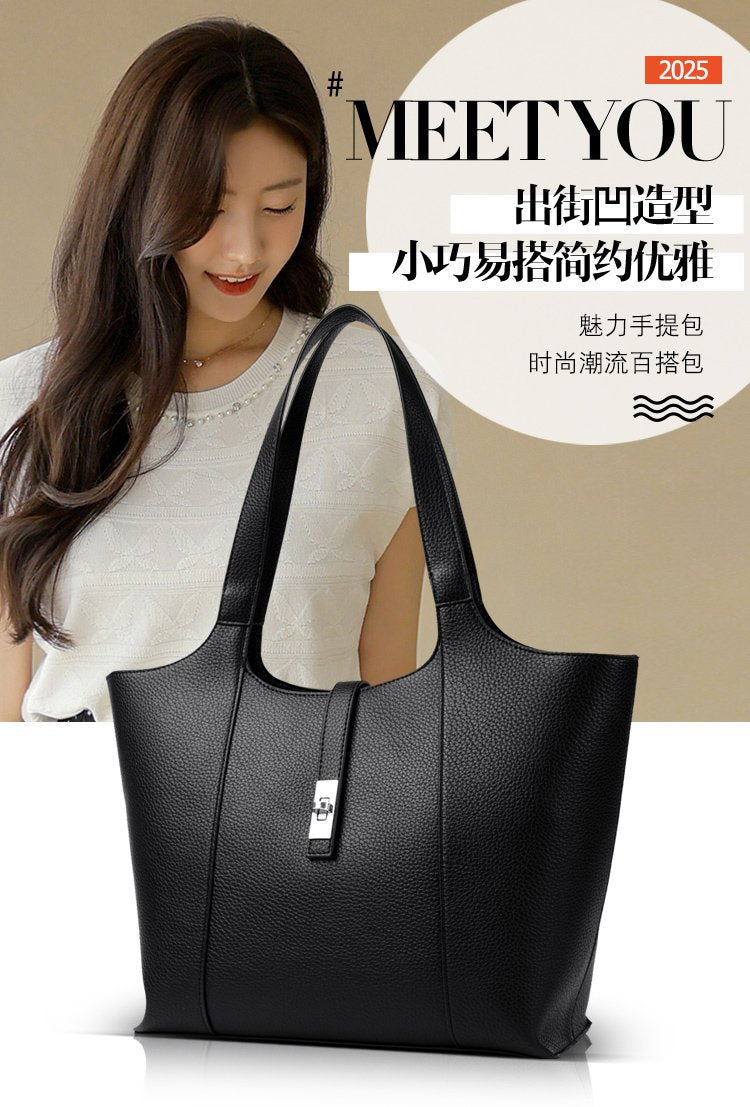 Shoulder Handbag2025Summer Stitched Tote Bag PU One Size Zipper Women's Bag
