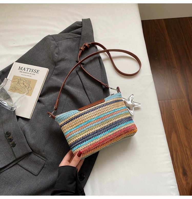Magnetic Buckle Single Shoulder Crossbody Bag Without Accessories Mixed Material Women's Bag2025Autumn