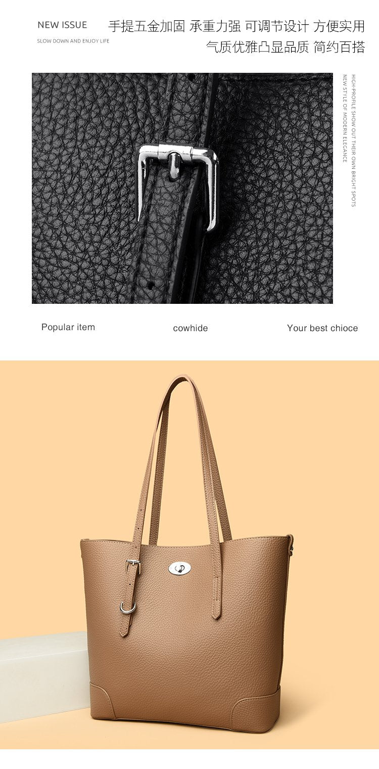Average Size PU Zipper Shoulder Bag Women's Bag2025Autumn Tote Bag