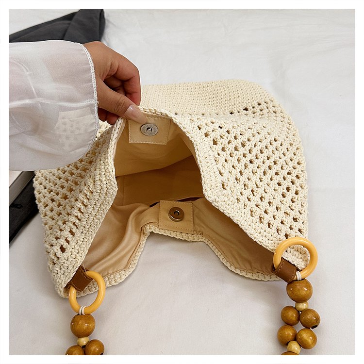 2025Summer woven bag one-size-fits-all women's bag single shoulder underarm bag magnetic clasp woven fabric