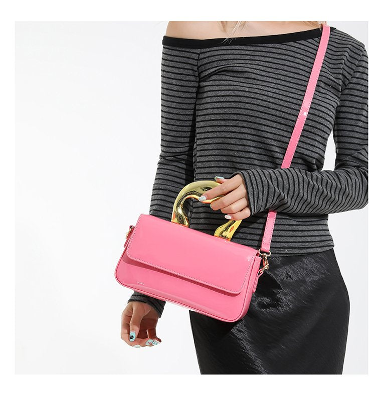 Shoulder Crossbody Handbag PU Women's Handbag Stitched Small Square Bag2025Summer Cover Style One Size