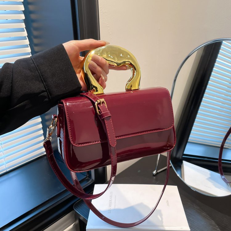 Shoulder Crossbody Handbag PU Women's Handbag Stitched Small Square Bag2025Summer Cover Style One Size