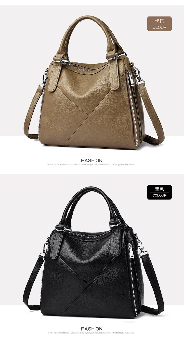 Women's bag three-way bag single shoulder crossbody handbag2025One-size-fits-all for summer PU Sewing Thread Zipper