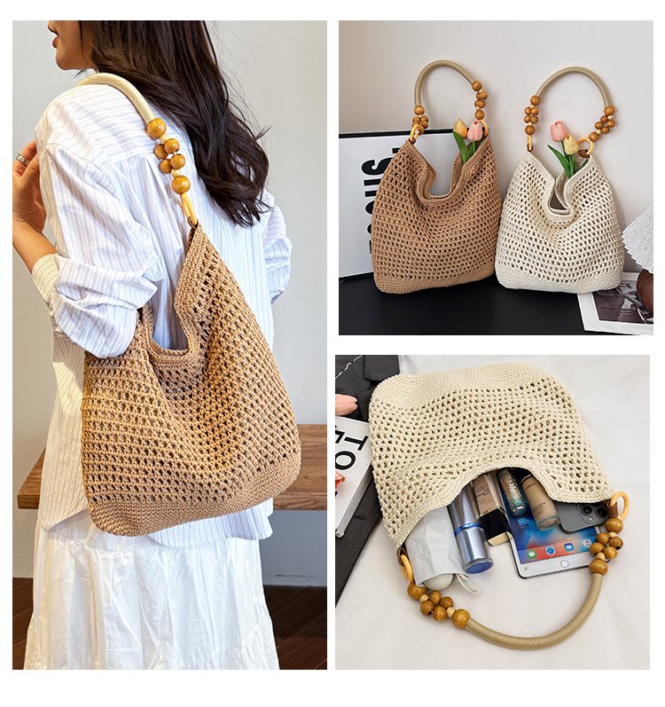 2025Summer woven bag one-size-fits-all women's bag single shoulder underarm bag magnetic clasp woven fabric