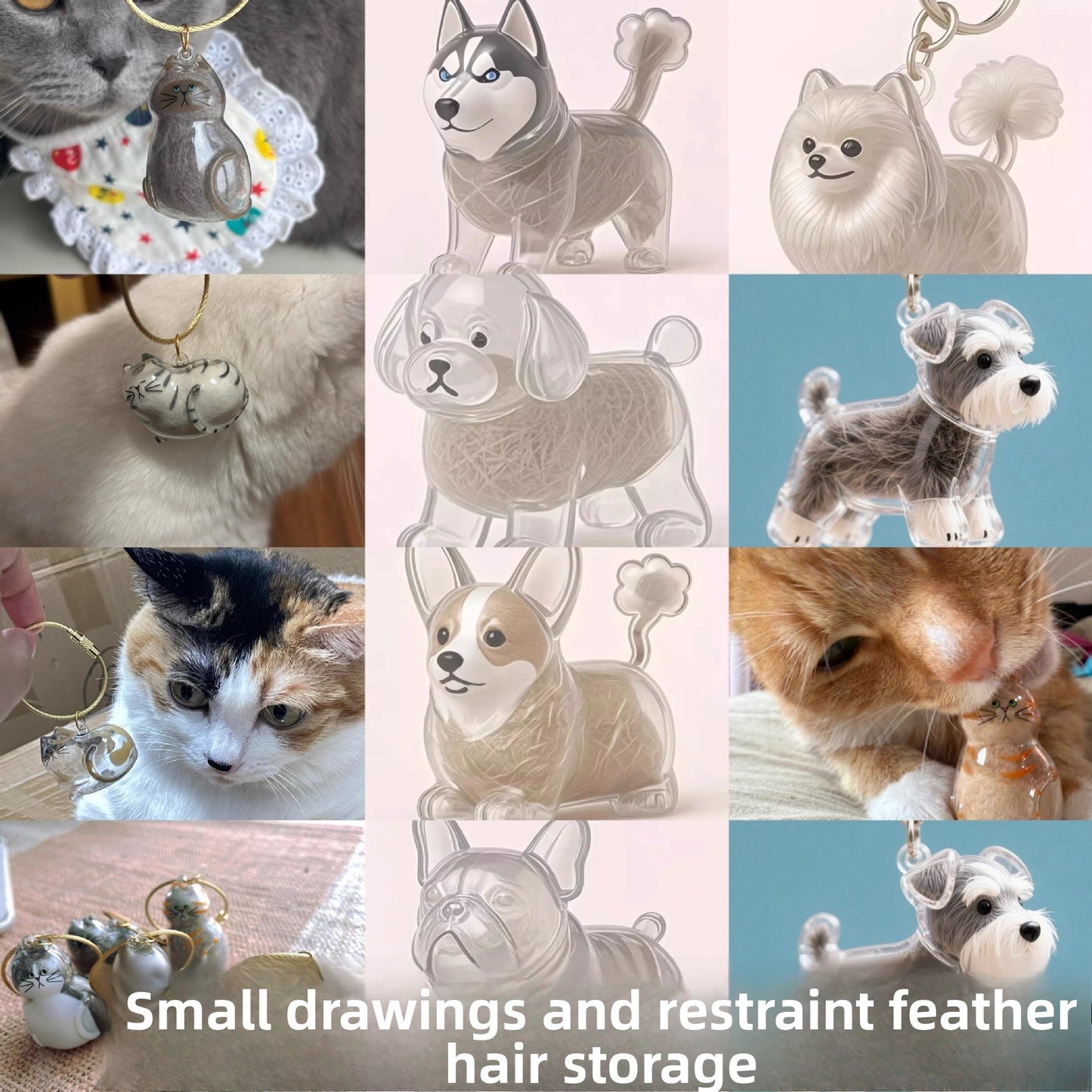 Pet Kitten Puppy Transparent Fur Storage Box Cute Animal Fur Ball Storage Pendant Decoration Commemorative Dustproof Box Gift
