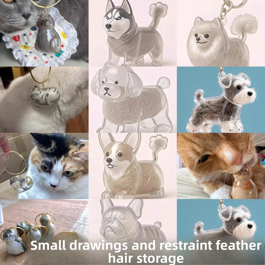 Pet Kitten Puppy Transparent Fur Storage Box Cute Animal Fur Ball Storage Pendant Decoration Commemorative Dustproof Box Gift