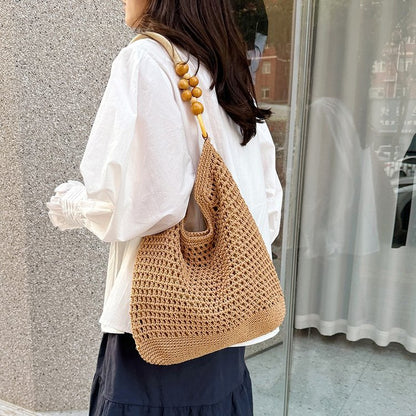 2025Summer woven bag one-size-fits-all women's bag single shoulder underarm bag magnetic clasp woven fabric