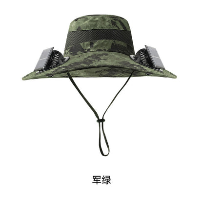 Solar Fan Hat for Men, Summer Outdoor Hiking Sunshade Hat with Fan, Sun Protection Hat, Fishing Fisherman Hat