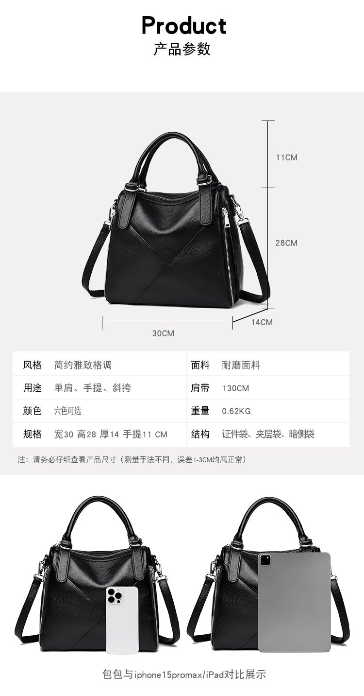 Women's bag three-way bag single shoulder crossbody handbag2025One-size-fits-all for summer PU Sewing Thread Zipper