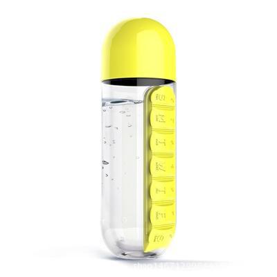 2 in 1 600ml 7 Grids Medicine Box Water Cup Sports Plastic Water Bottle Combine Daily Pill Boxes Organizer Drinking Bottle