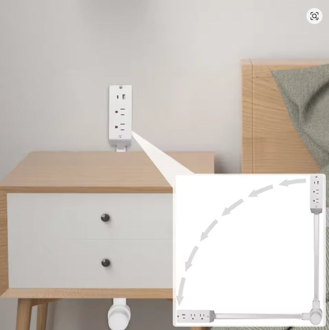 Power socket expander 2 sockets 180 °   rotation stretchable Electrical Outlet Extender Power socket sofa bedside table expander