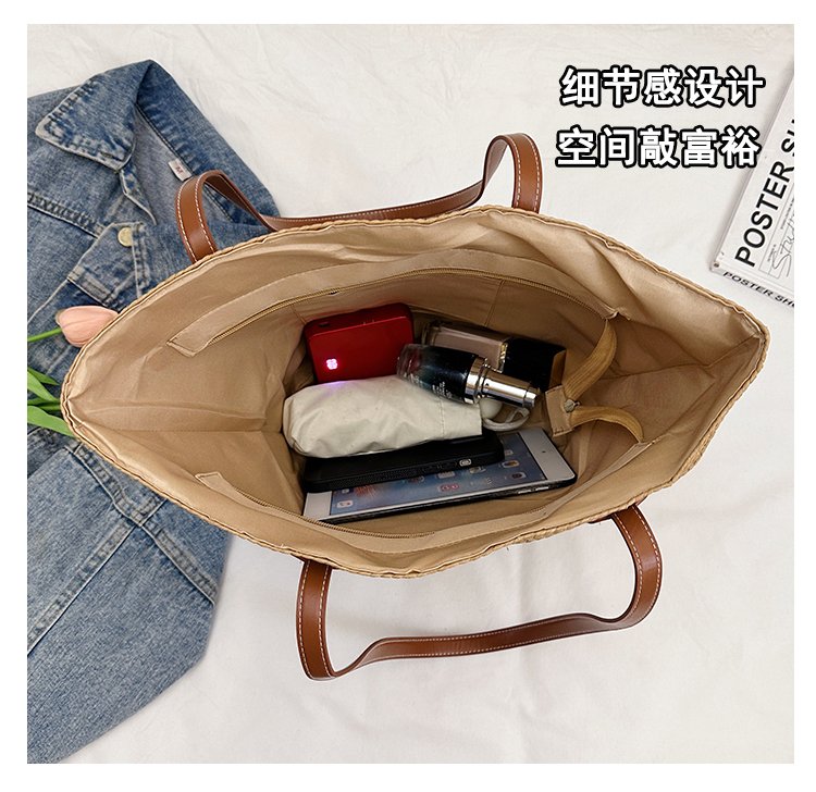 Straw Bag One Size2025Summer Straw Women's Bag Zipper Woven Tote Bag