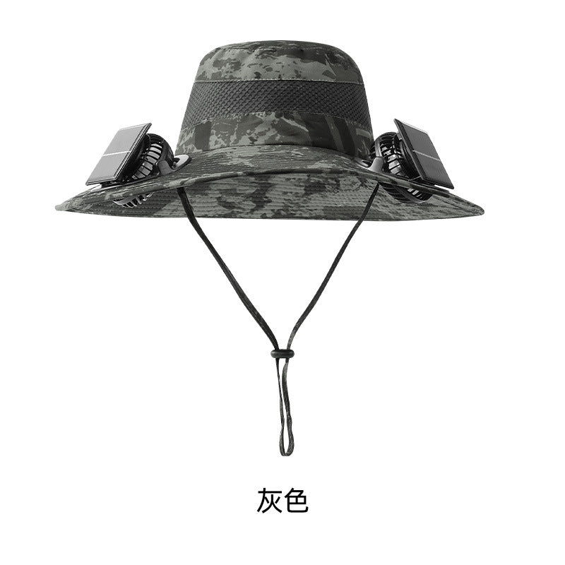 Cross-Border Solar Fan Hat for Men Summer Outdoor Hiking Sunshade Sun Protection Hat with Fan Fishing Fisherman Hat