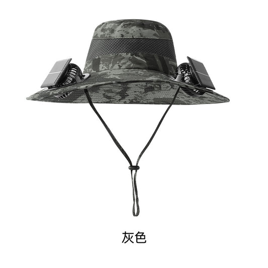 Cross-Border Solar Fan Hat for Men Summer Outdoor Hiking Sunshade Sun Protection Hat with Fan Fishing Fisherman Hat