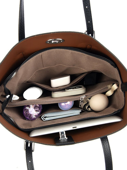 Average Size PU Zipper Shoulder Bag Women's Bag2025Autumn Tote Bag