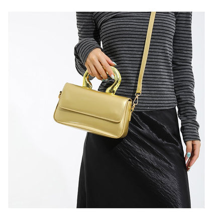 Shoulder Crossbody Handbag PU Women's Handbag Stitched Small Square Bag2025Summer Cover Style One Size