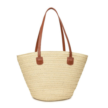 Straw Bag One Size2025Summer Straw Women's Bag Zipper Woven Tote Bag