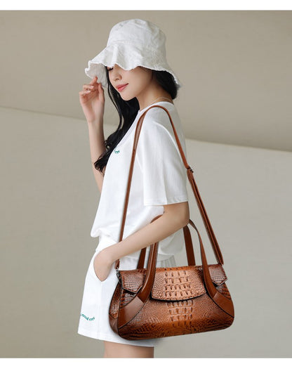 Shoulder Crossbody Handbag2025Summer Women's Bag Magnetic Buckle Zipper Three-in-One Bag Stitched PU Average Size
