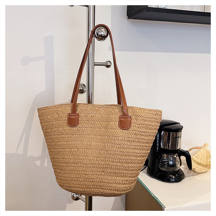 Straw Bag One Size2025Summer Straw Women's Bag Zipper Woven Tote Bag