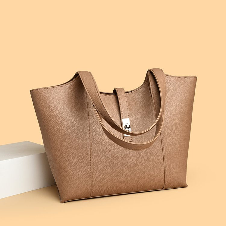 Shoulder Handbag2025Summer Stitched Tote Bag PU One Size Zipper Women's Bag