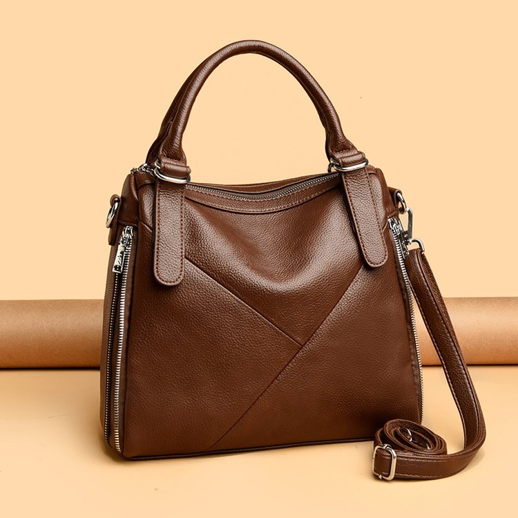 Women's bag three-way bag single shoulder crossbody handbag2025One-size-fits-all for summer PU Sewing Thread Zipper