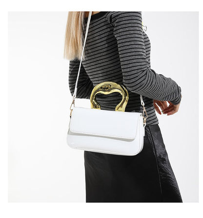 Shoulder Crossbody Handbag PU Women's Handbag Stitched Small Square Bag2025Summer Cover Style One Size