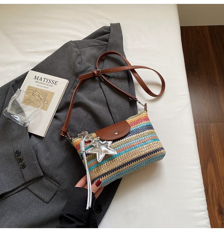 Magnetic Buckle Single Shoulder Crossbody Bag Without Accessories Mixed Material Women's Bag2025Autumn