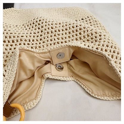 2025Summer woven bag one-size-fits-all women's bag single shoulder underarm bag magnetic clasp woven fabric