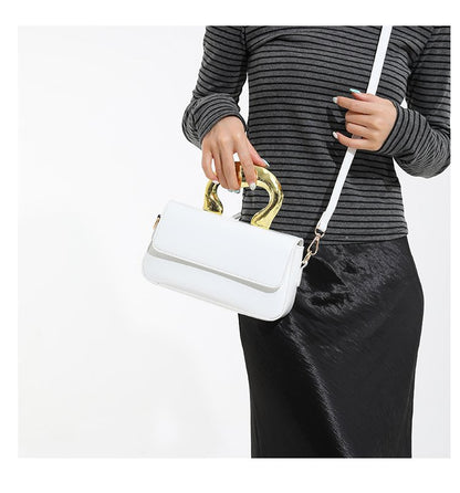 Shoulder Crossbody Handbag PU Women's Handbag Stitched Small Square Bag2025Summer Cover Style One Size