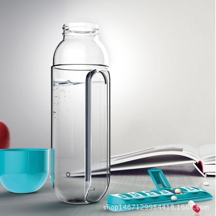 2 in 1 600ml 7 Grids Medicine Box Water Cup Sports Plastic Water Bottle Combine Daily Pill Boxes Organizer Drinking Bottle