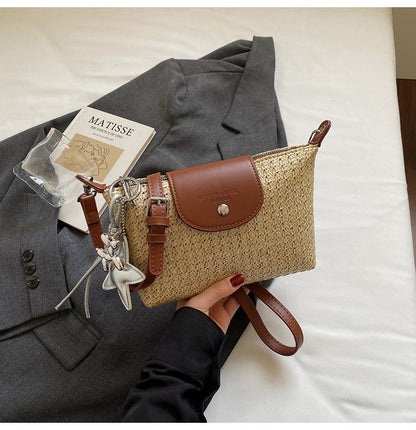Magnetic Buckle Single Shoulder Crossbody Bag Without Accessories Mixed Material Women's Bag2025Autumn