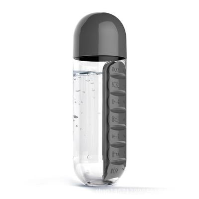 2 in 1 600ml 7 Grids Medicine Box Water Cup Sports Plastic Water Bottle Combine Daily Pill Boxes Organizer Drinking Bottle