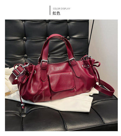 One Size Women's Bag Zipper Tote Bag PU Stitched Single Shoulder Crossbody Handbag2025Summer