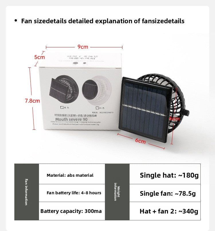 Solar Fan Hat for Men, Summer Outdoor Hiking Sunshade Hat with Fan, Sun Protection Hat, Fishing Fisherman Hat