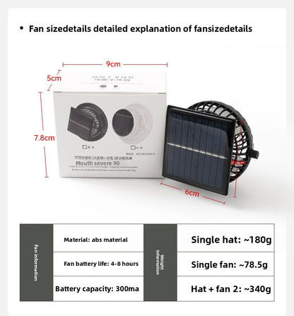 Solar Fan Hat for Men, Summer Outdoor Hiking Sunshade Hat with Fan, Sun Protection Hat, Fishing Fisherman Hat