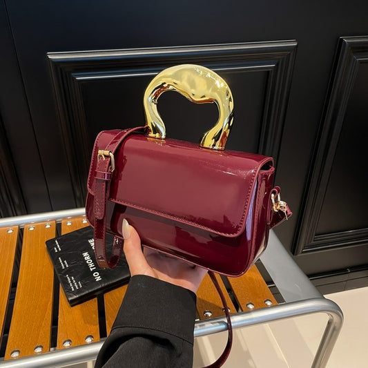 Shoulder Crossbody Handbag PU Women's Handbag Stitched Small Square Bag2025Summer Cover Style One Size