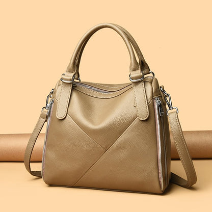 Women's bag three-way bag single shoulder crossbody handbag2025One-size-fits-all for summer PU Sewing Thread Zipper