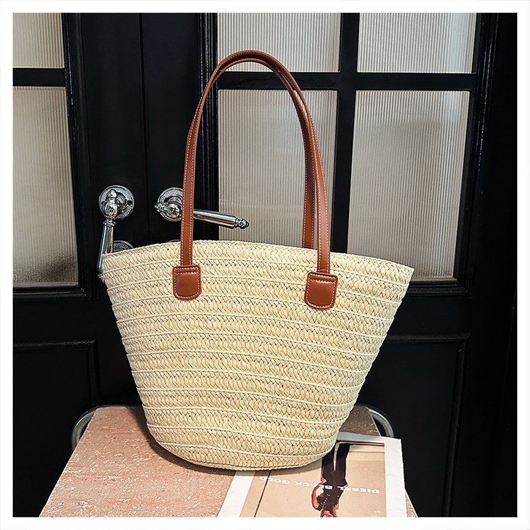 Straw Bag One Size2025Summer Straw Women's Bag Zipper Woven Tote Bag