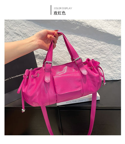 One Size Women's Bag Zipper Tote Bag PU Stitched Single Shoulder Crossbody Handbag2025Summer