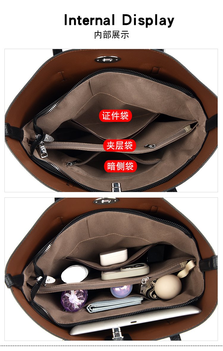 Average Size PU Zipper Shoulder Bag Women's Bag2025Autumn Tote Bag