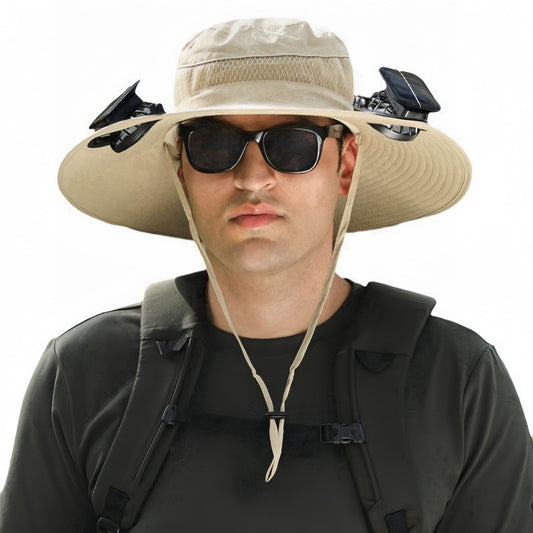 Solar Fan Hat for Men, Summer Outdoor Hiking Sunshade Hat with Fan, Sun Protection Hat, Fishing Fisherman Hat