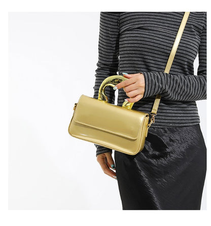 Shoulder Crossbody Handbag PU Women's Handbag Stitched Small Square Bag2025Summer Cover Style One Size