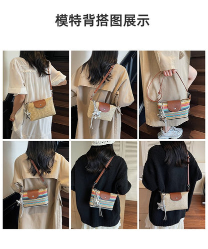 Magnetic Buckle Single Shoulder Crossbody Bag Without Accessories Mixed Material Women's Bag2025Autumn