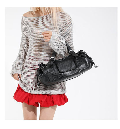 One Size Women's Bag Zipper Tote Bag PU Stitched Single Shoulder Crossbody Handbag2025Summer